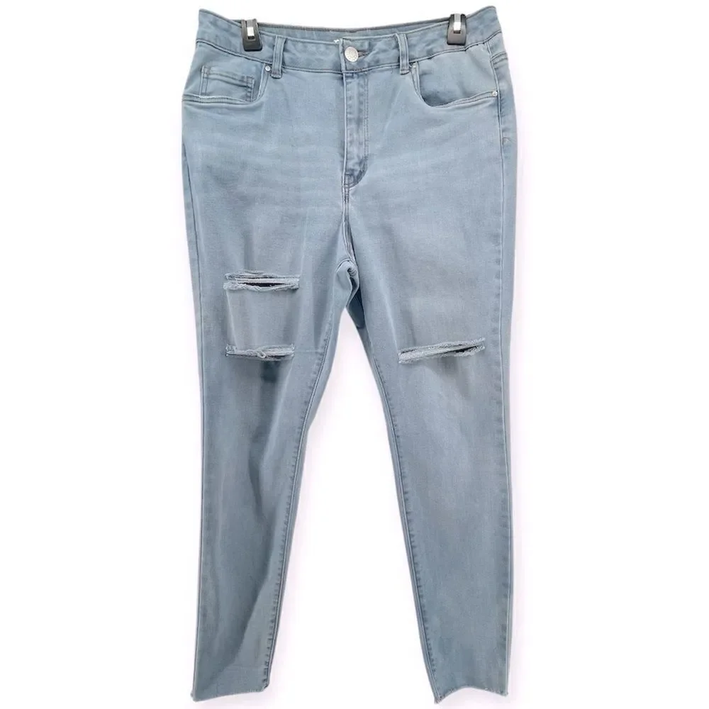 Refuge Miami High Rise Super Skinny Stretch Distressed Raw Hem Skinny Jeans 11